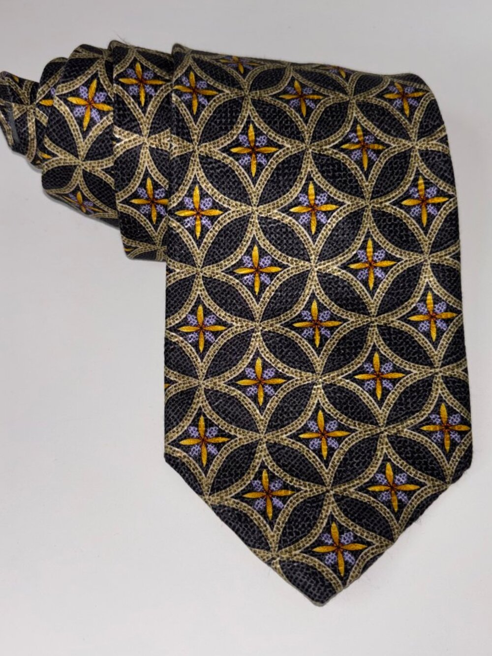 Robert Talbott Best Of Class Men's Silk Tie Geometric Floral Abstract USA  Hand-